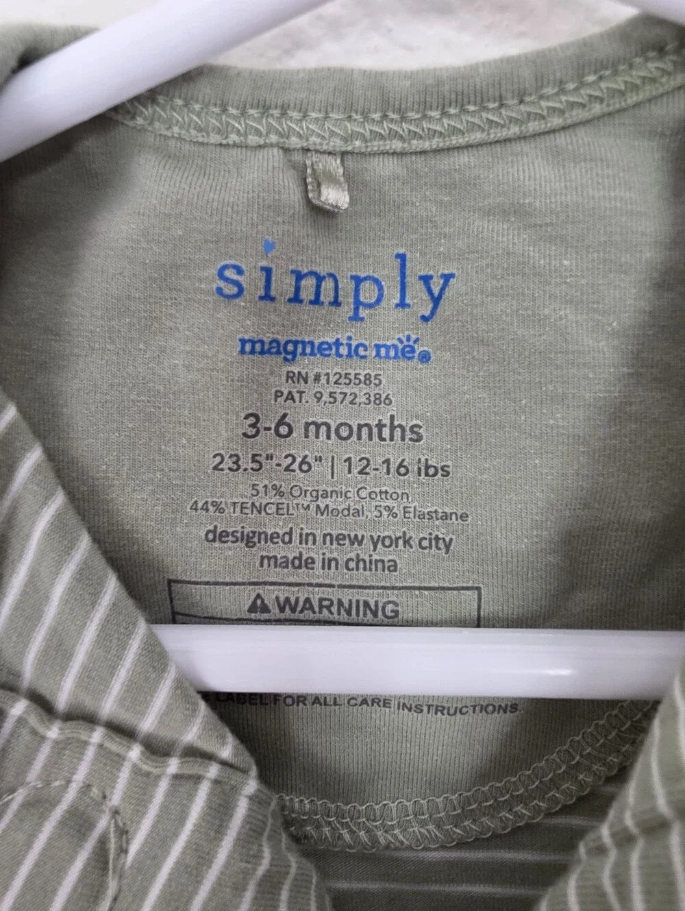 Magnetic Me Onsie, Size 3-6 months, Light green striped
